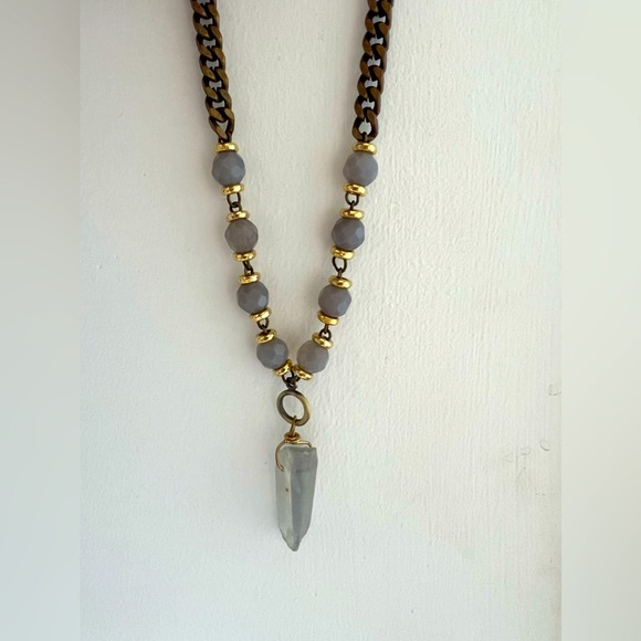 Brass and Crystal Necklace - Picture 1 of 2